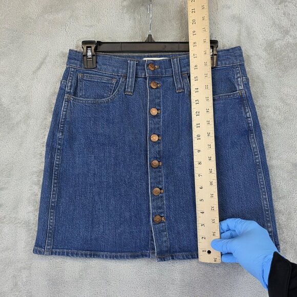 Madewell Denim Skirt Womens Size 29 Blue Button Front A Line Mini Pockets Casual - Picture 4 of 8